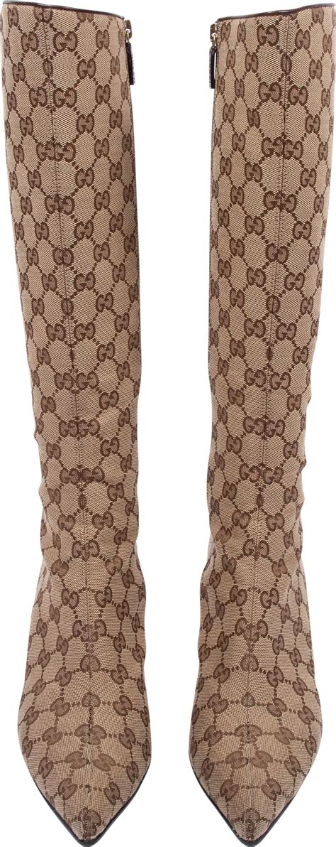 vintage gucci monogram boots|gucci print thigh high boots.